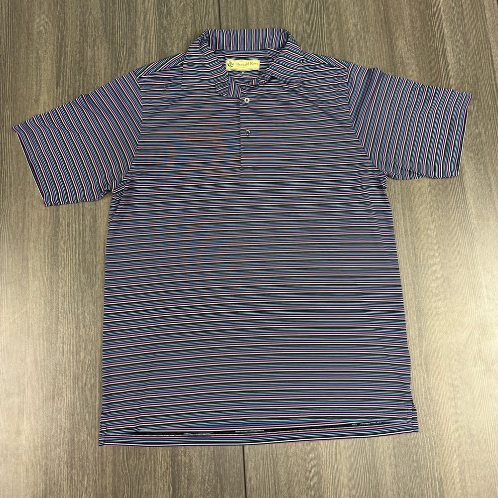 Donald Ross Sportswear  Pink & Blue Multi-Striped Short Sleeve Performance Polo